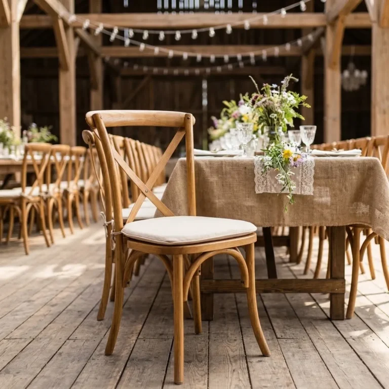 Silla Crossback de madera en renta para bodas
